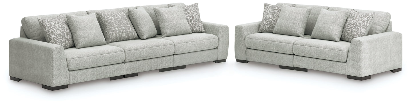 Myers Furniture Outlet - Ashley Furniture - Regent Park 3-Piece Sectional Sofa and 2-Piece Sectional Loveseat - 3-Piece Sectional Sofa and 2-Piece Sectional Loveseat / Pewter - 14404U4