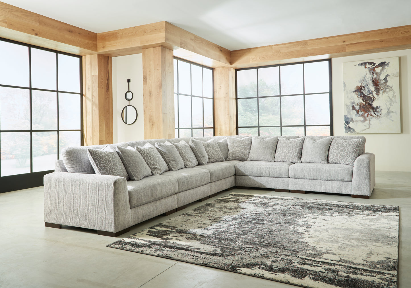 Myers Furniture Outlet - Ashley Furniture - Regent Park Sectional - RAF 6-Piece Sectional / Pewter - 14404S7