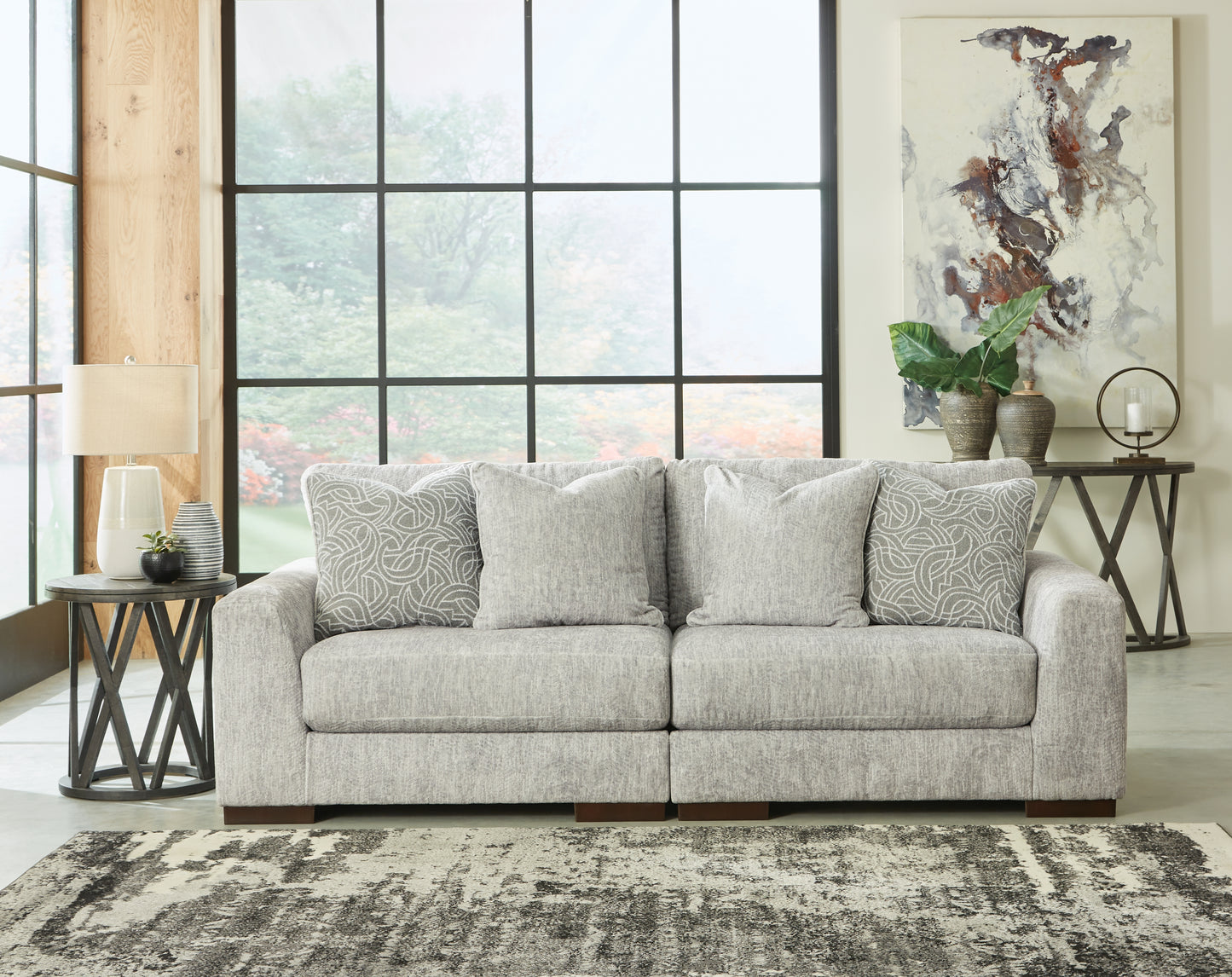 Myers Furniture Outlet - Ashley Furniture - Regent Park Sectional - RAF 2-Piece Sectional Loveseat / Pewter - 14404S4
