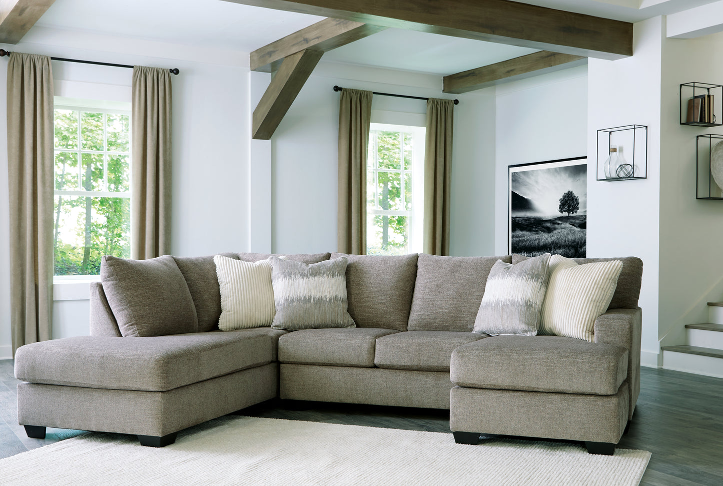 Myers Furniture Outlet - Ashley Furniture - Creswell Sectional - RAF 2-Piece Sectional with Chaise / Stone - 15305S2