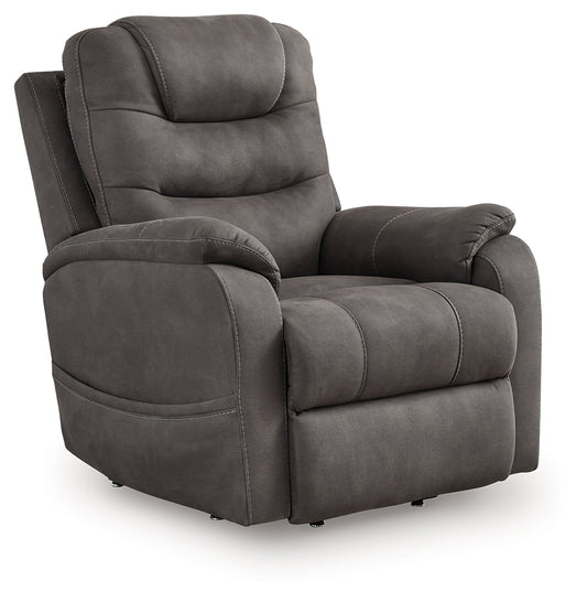 Myers Furniture Outlet - Ashley Furniture - Snowfield Living Room - Power Lift Recliner / Gunmetal - 1760912