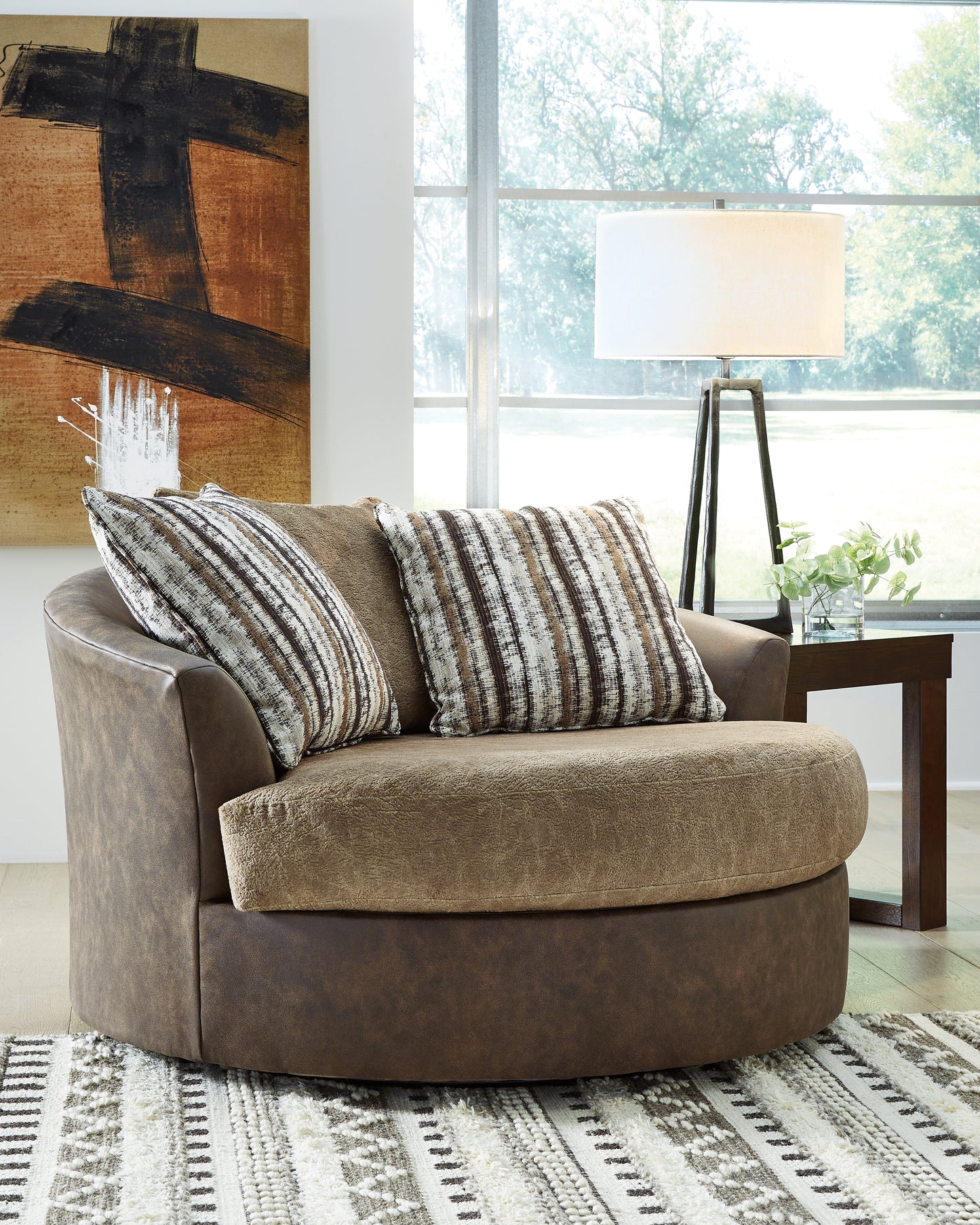 Myers Furniture Outlet - Ashley Furniture - Alesbury Living Room - Oversized Swivel Accent Chair / Chocolate - 1870421