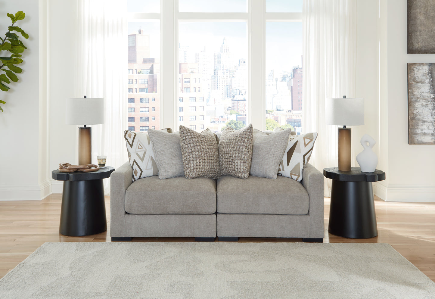 Myers Furniture Outlet - Ashley Furniture - Aslan Court Sectional - RAF 2-Piece Loveseat Sectional / Pebble - 20305S1