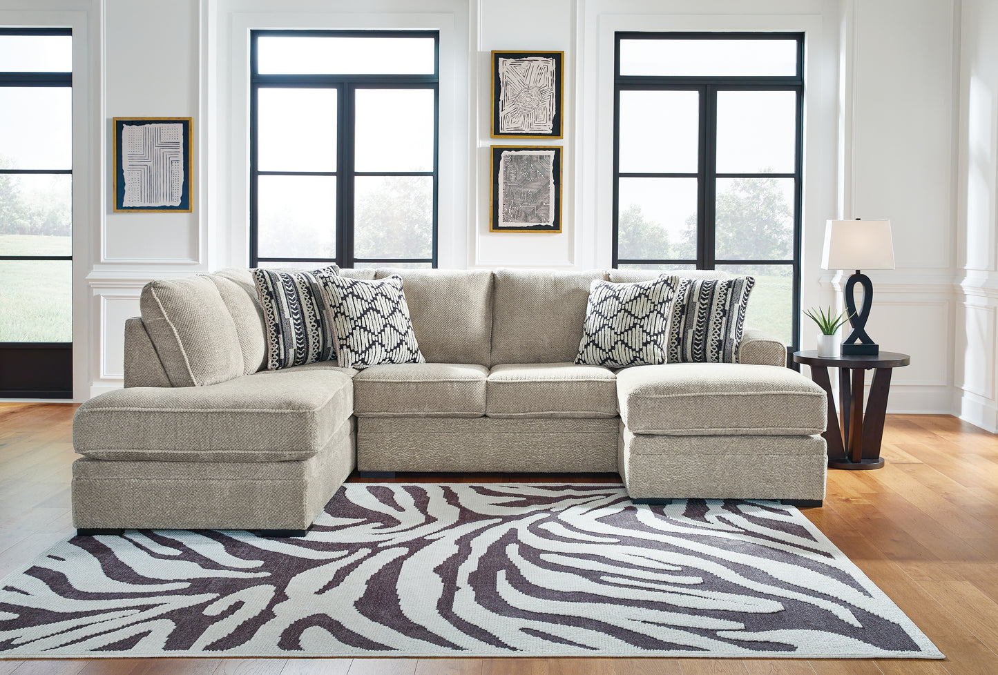 Myers Furniture Outlet - Ashley Furniture - Calnita Sectional - RAF 2-Piece Sectional with Chaise / Sisal - 20502S2