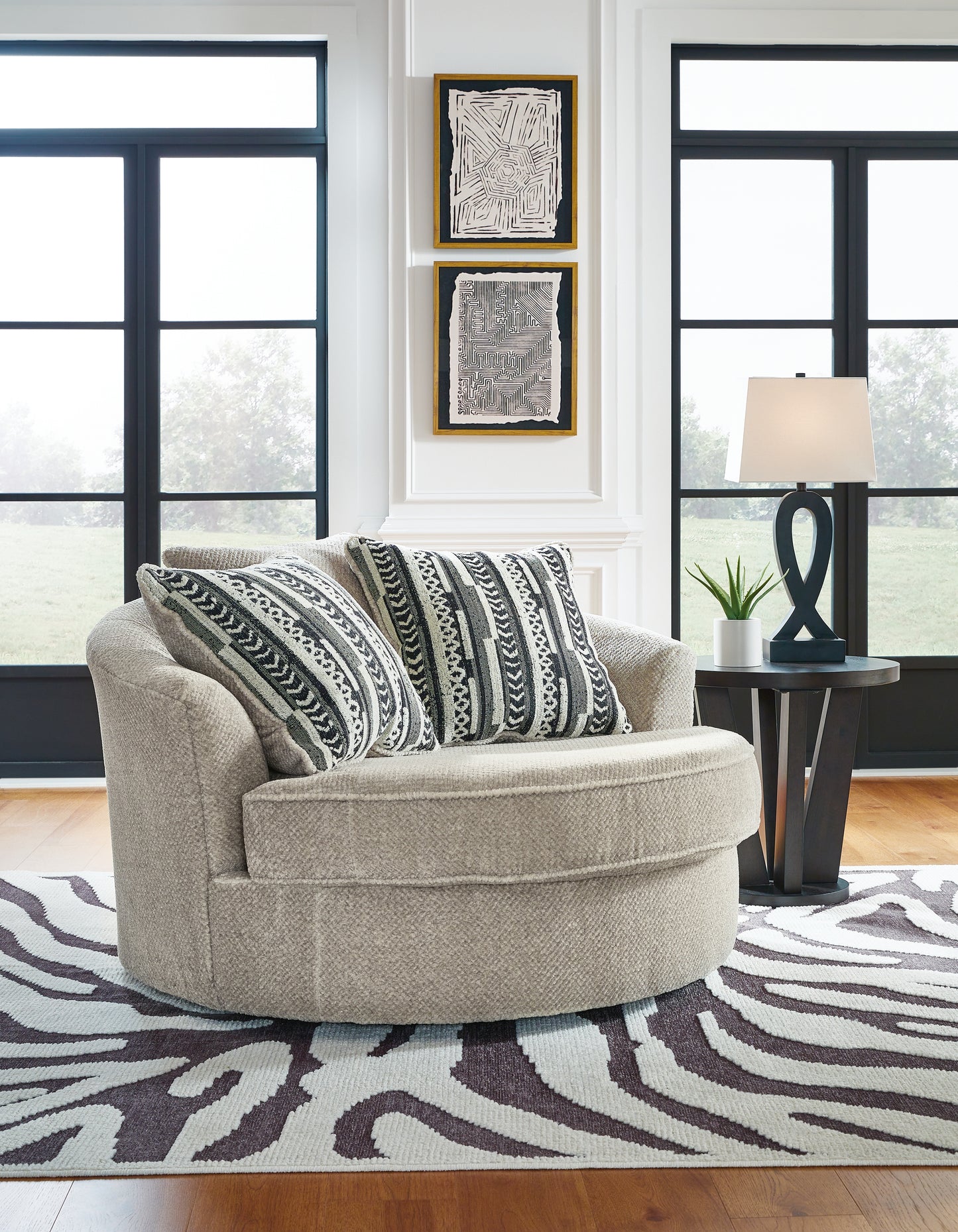 Myers Furniture Outlet - Ashley Furniture - Calnita Living Room - Oversized Swivel Accent Chair / Sisal - 2050221