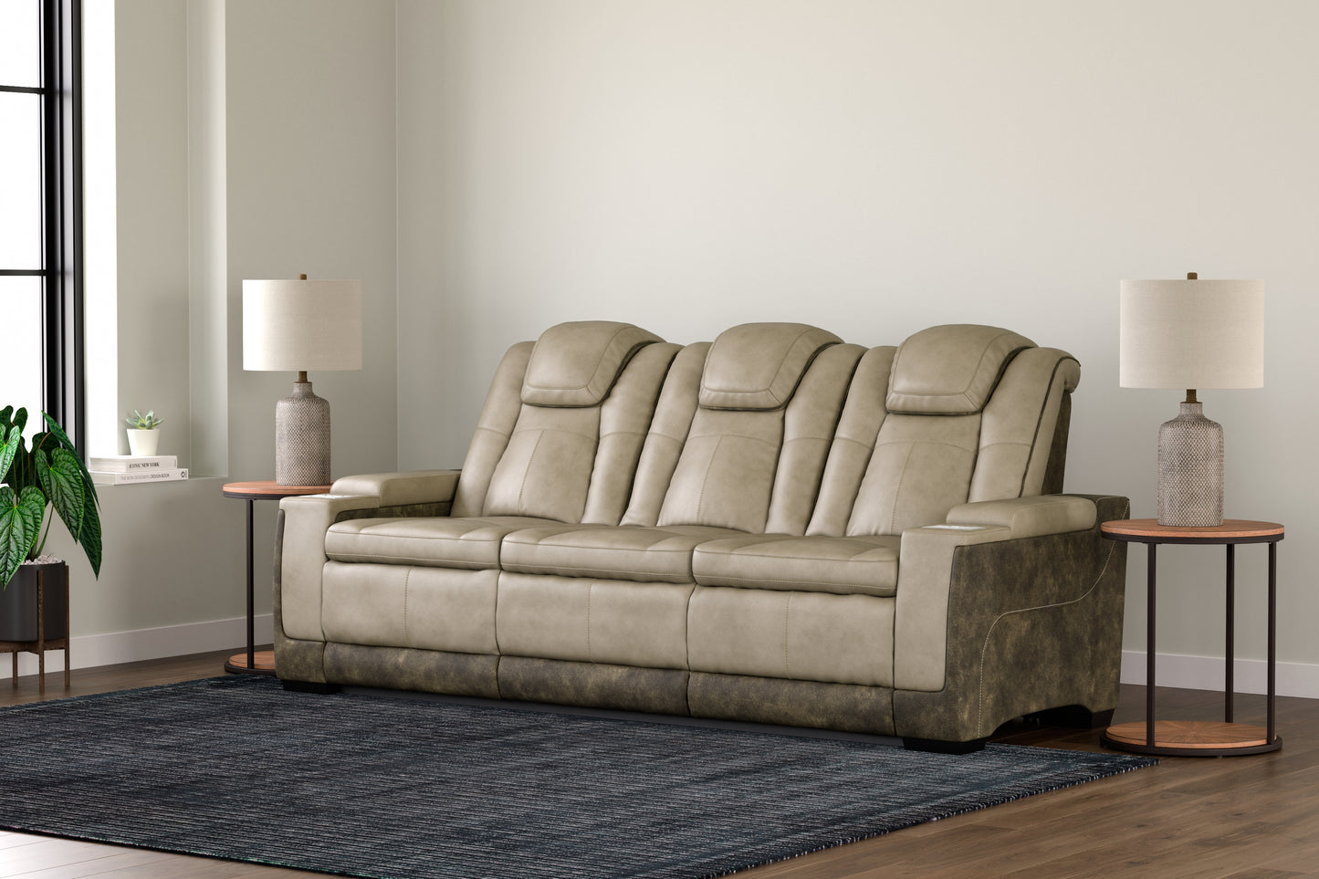 Myers Furniture Outlet - Ashley Furniture - Next-Gen DuraPella Living Room - PWR REC Sofa with ADJ Headrest / Sand - 2200315