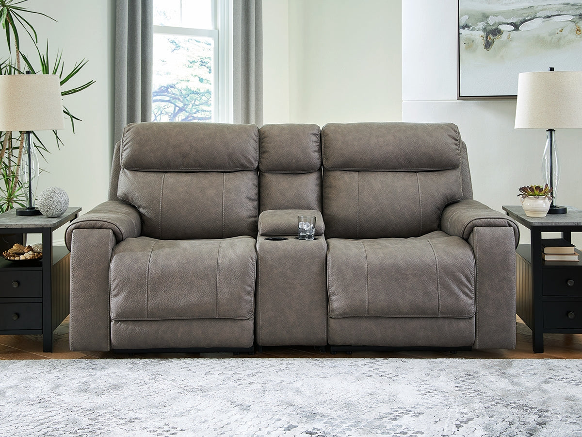 Myers Furniture Outlet - Ashley Furniture - Starbot Sectional - 3-Piece Power Reclining Sectional Loveseat with Console / Fossil - 23501S2