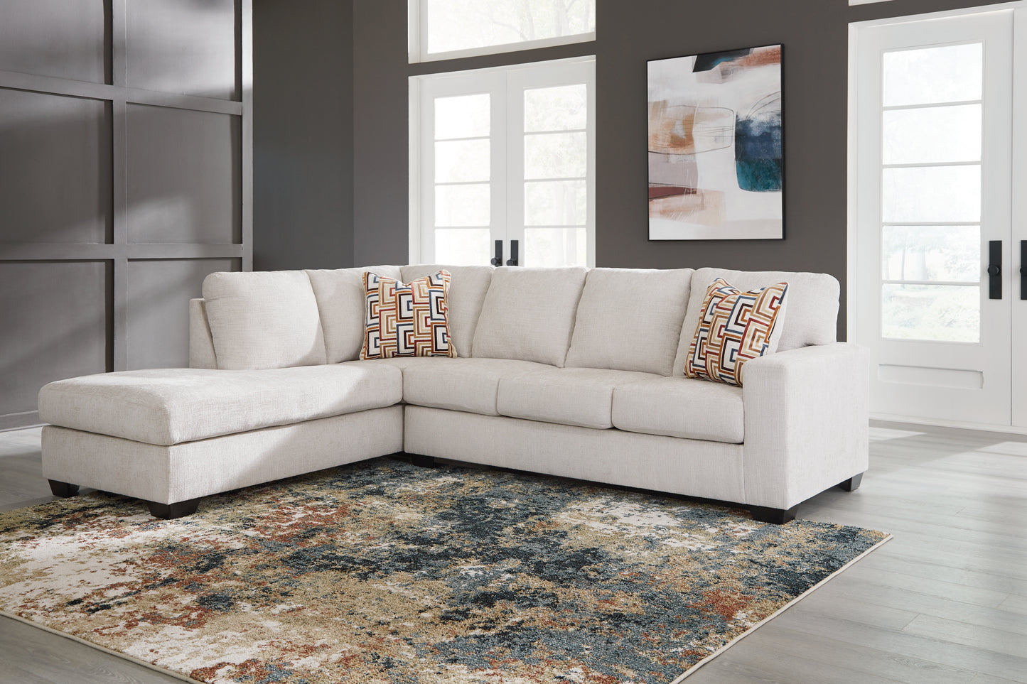 Myers Furniture Outlet - Ashley Furniture - Aviemore Sectional - RAF 2-Piece Sectional with Chaise / Stone - 24305S1