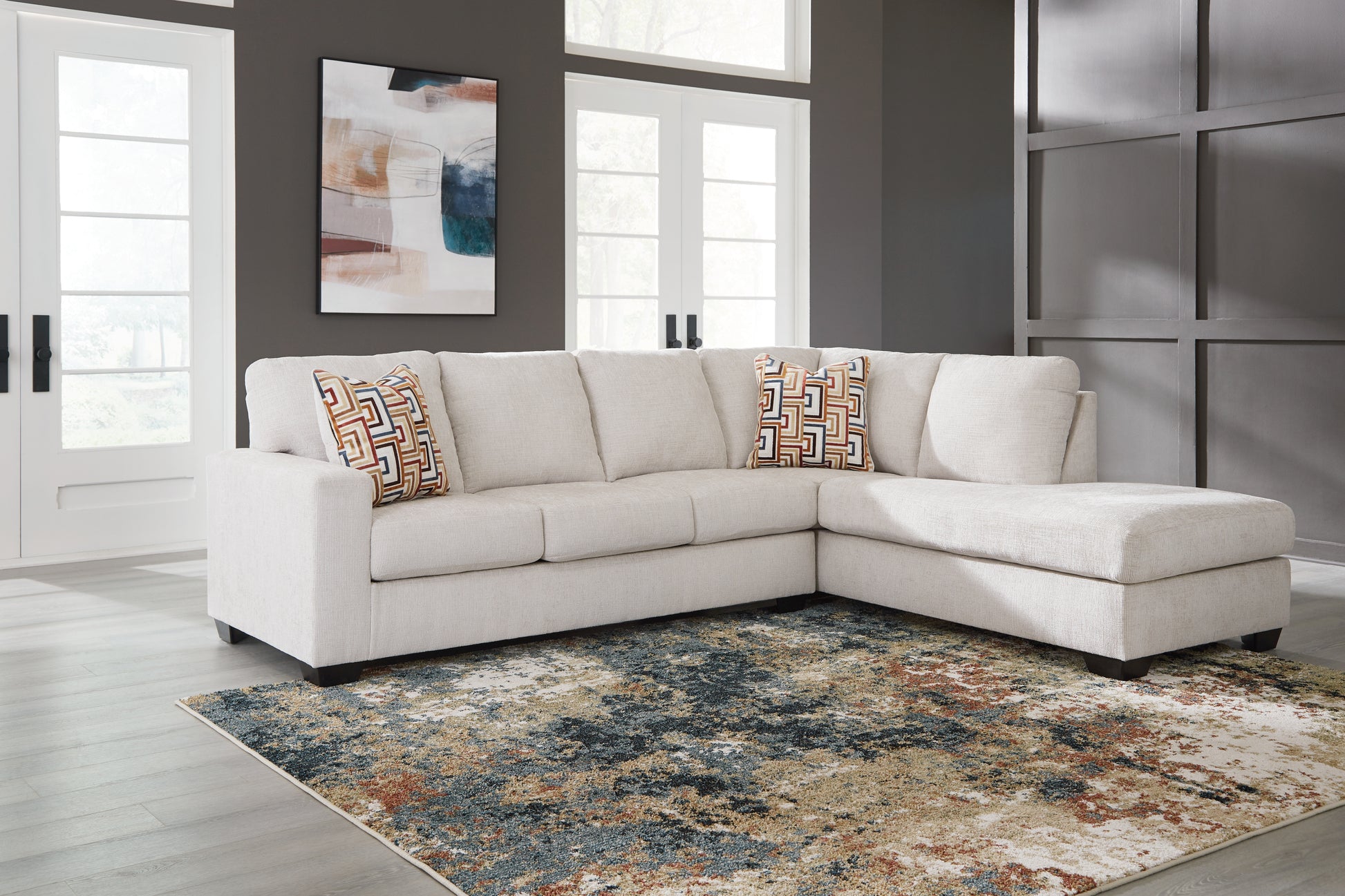 Myers Furniture Outlet - Ashley Furniture - Aviemore Sectional - LAF 2-Piece Sectional with Chaise / Stone - 24305S2