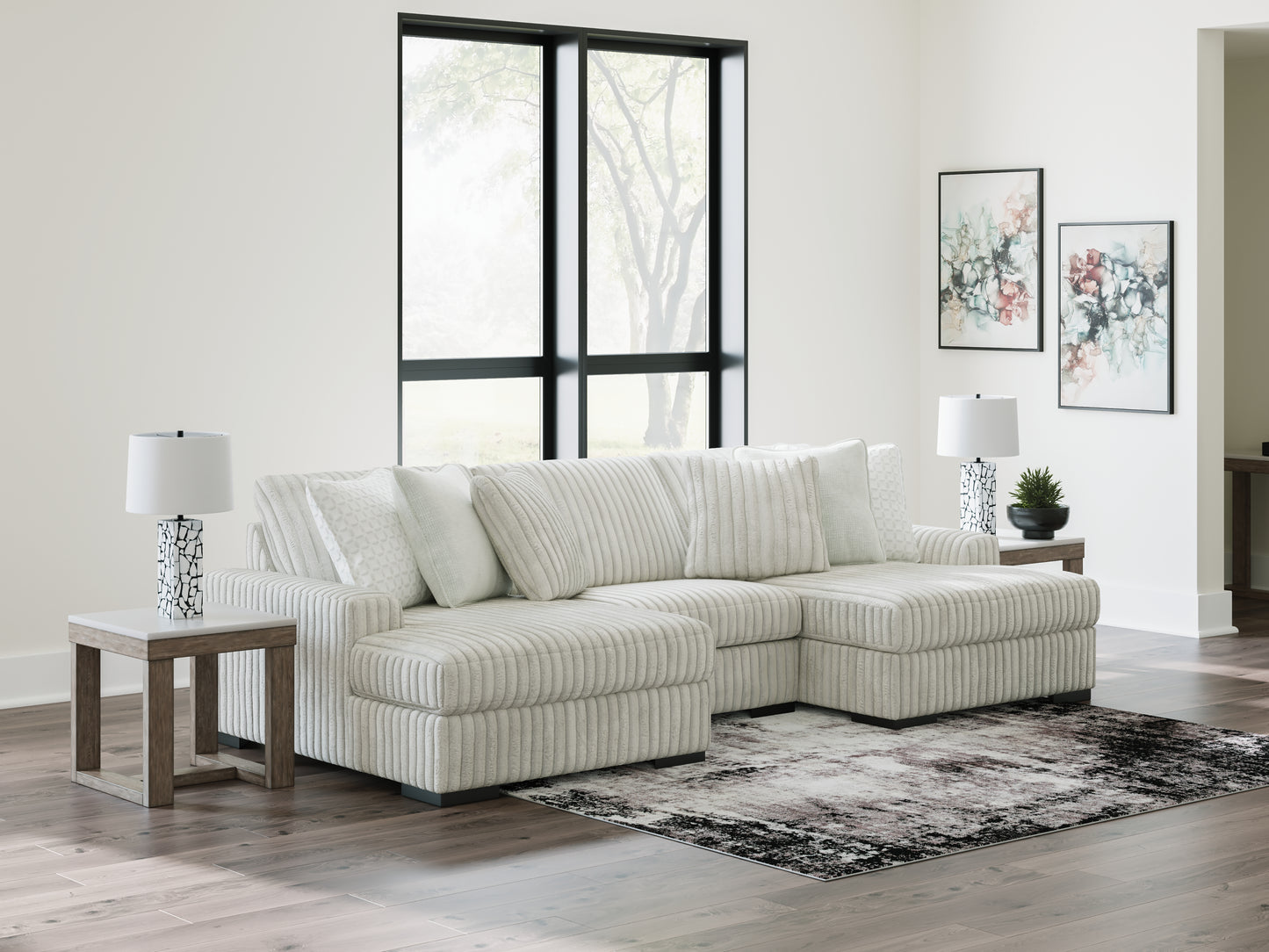 Myers Furniture Outlet - Ashley Furniture - Stupendous Sectional - RAF 3-Piece Sectional with Double Chaise / Alloy - 25903S4