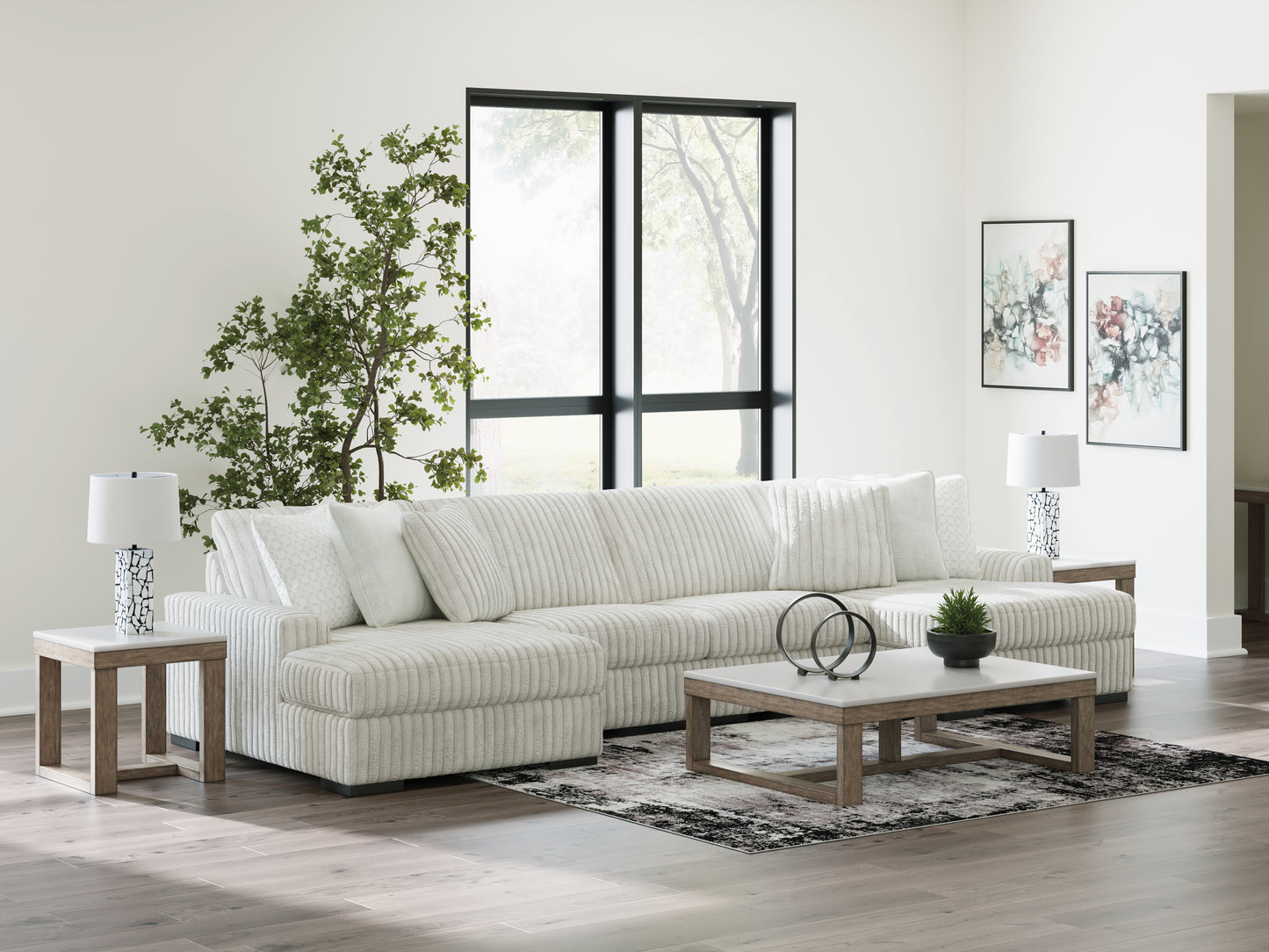 Myers Furniture Outlet - Ashley Furniture - Stupendous Sectional - RAF 4-Piece Sectional with Double Chaise / Alloy - 25903S5