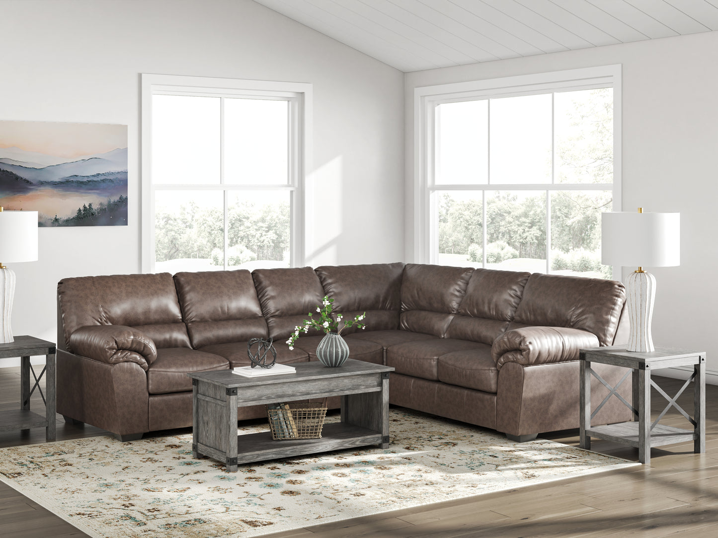 Myers Furniture Outlet - Ashley Furniture - WillowBend Sectional - RAF 3-Piece Sectional / Umber - PC27705S3