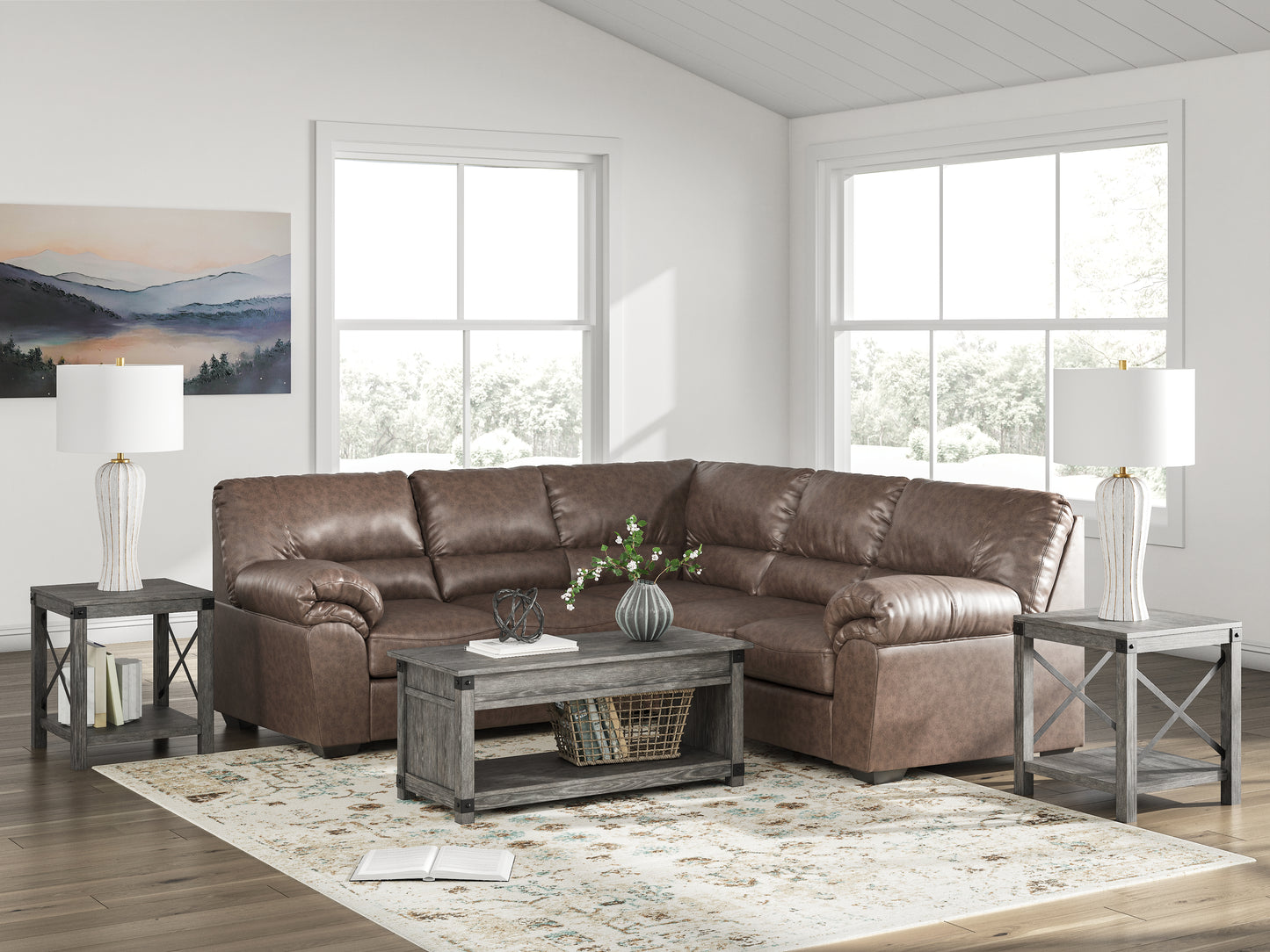 Myers Furniture Outlet - Ashley Furniture - WillowBend Sectional - RAF 2-Piece Sectional / Umber - PC27705S1
