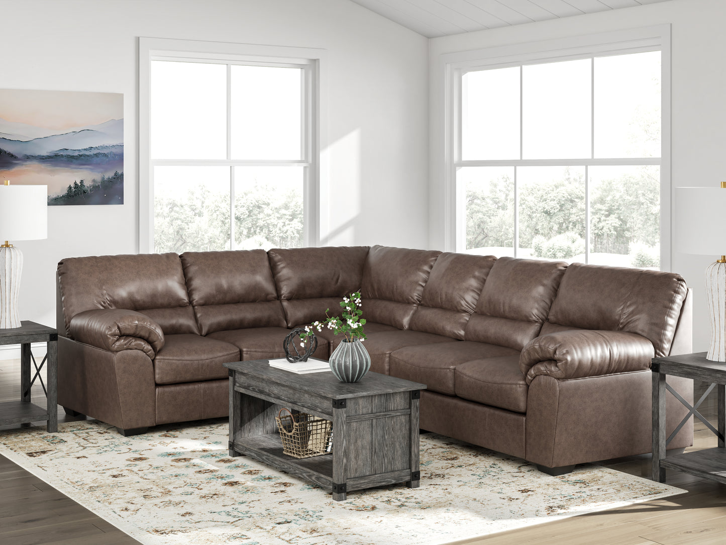 Myers Furniture Outlet - Ashley Furniture - WillowBend Sectional - LAF 3-Piece Sectional / Umber - PC27705S4