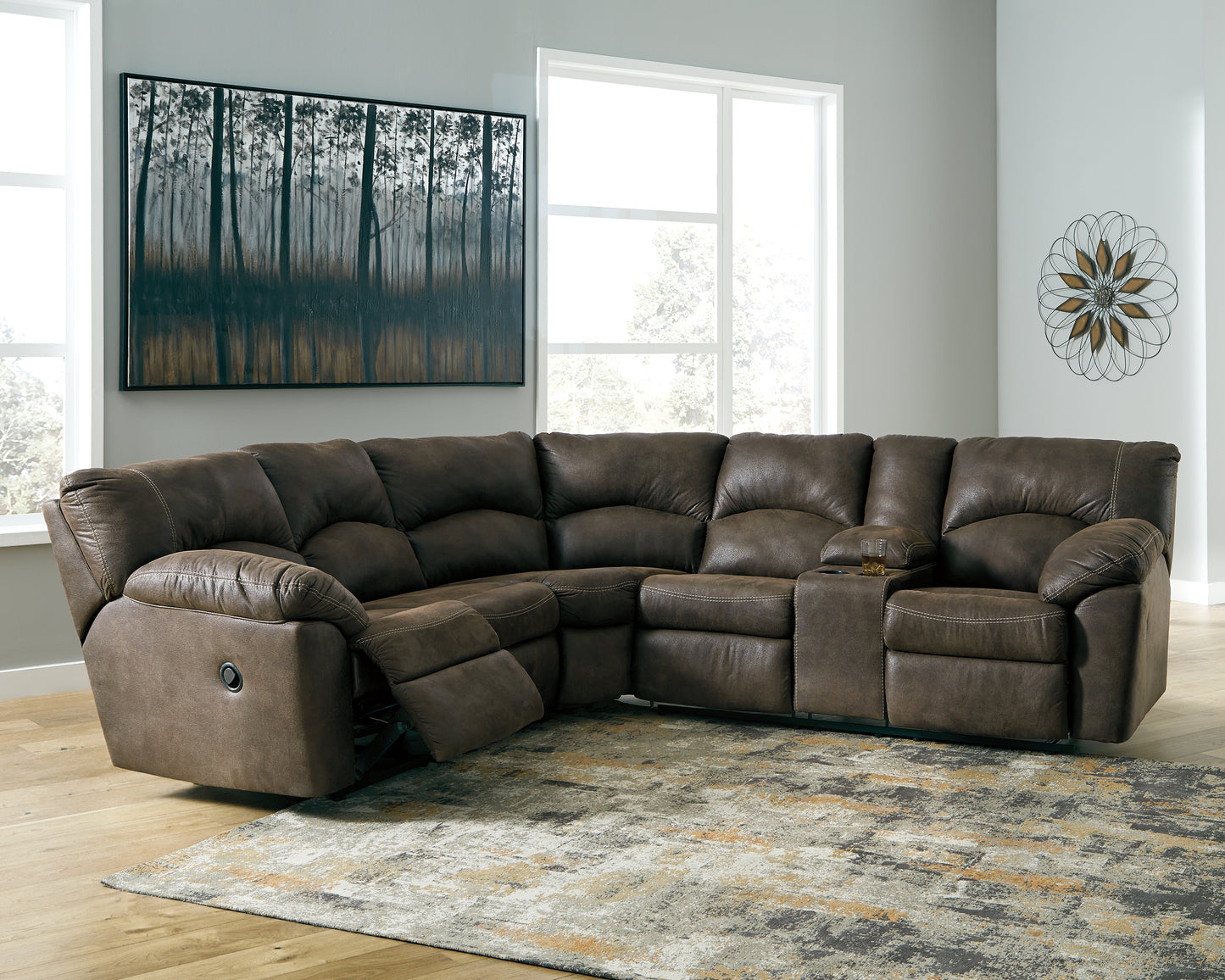 Myers Furniture Outlet - Ashley Furniture - Tambo Sectional - 2-Piece Reclining Sectional / Canyon - 27802S1