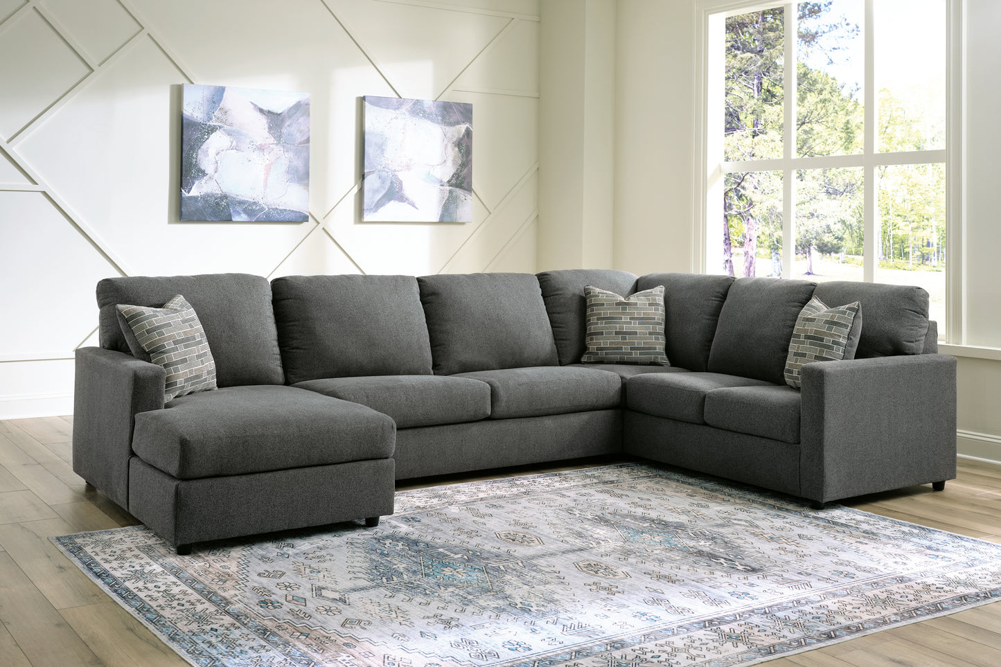 Myers Furniture Outlet - Ashley Furniture - Edenfield Sectional - RAF 3-Piece Sectional with Chaise / Charcoal - 29003S1