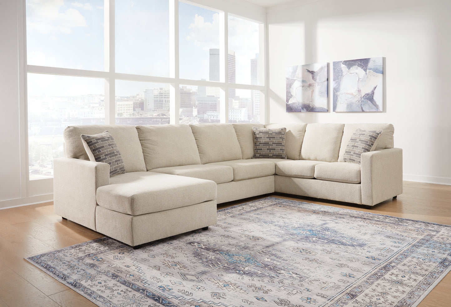 Myers Furniture Outlet - Ashley Furniture - Edenfield Sectional - RAF 3-Piece Sectional with Chaise / Linen - 29004S1