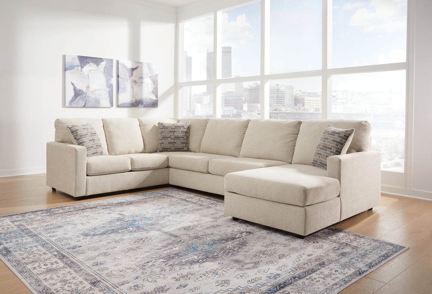 Myers Furniture Outlet - Ashley Furniture - Edenfield Sectional - LAF 3-Piece Sectional with Chaise / Linen - 29004S2