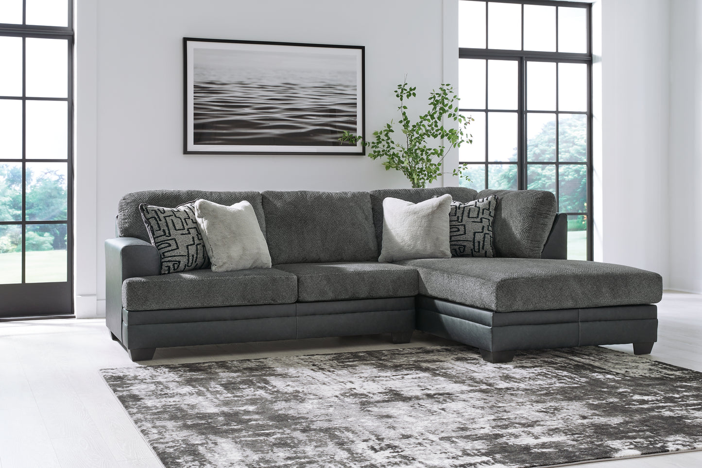 Myers Furniture Outlet - Ashley Furniture - Brixley Pier Sectional - LAF 2-Piece Sectional with Chaise / Graphite - 29906S2