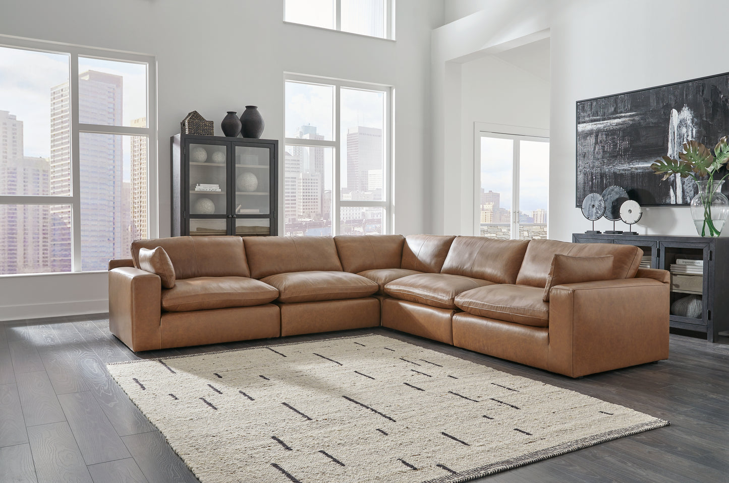 Myers Furniture Outlet - Ashley Furniture - Emilia Sectional - RAF 5-Piece Sectional / Caramel - 30901S4