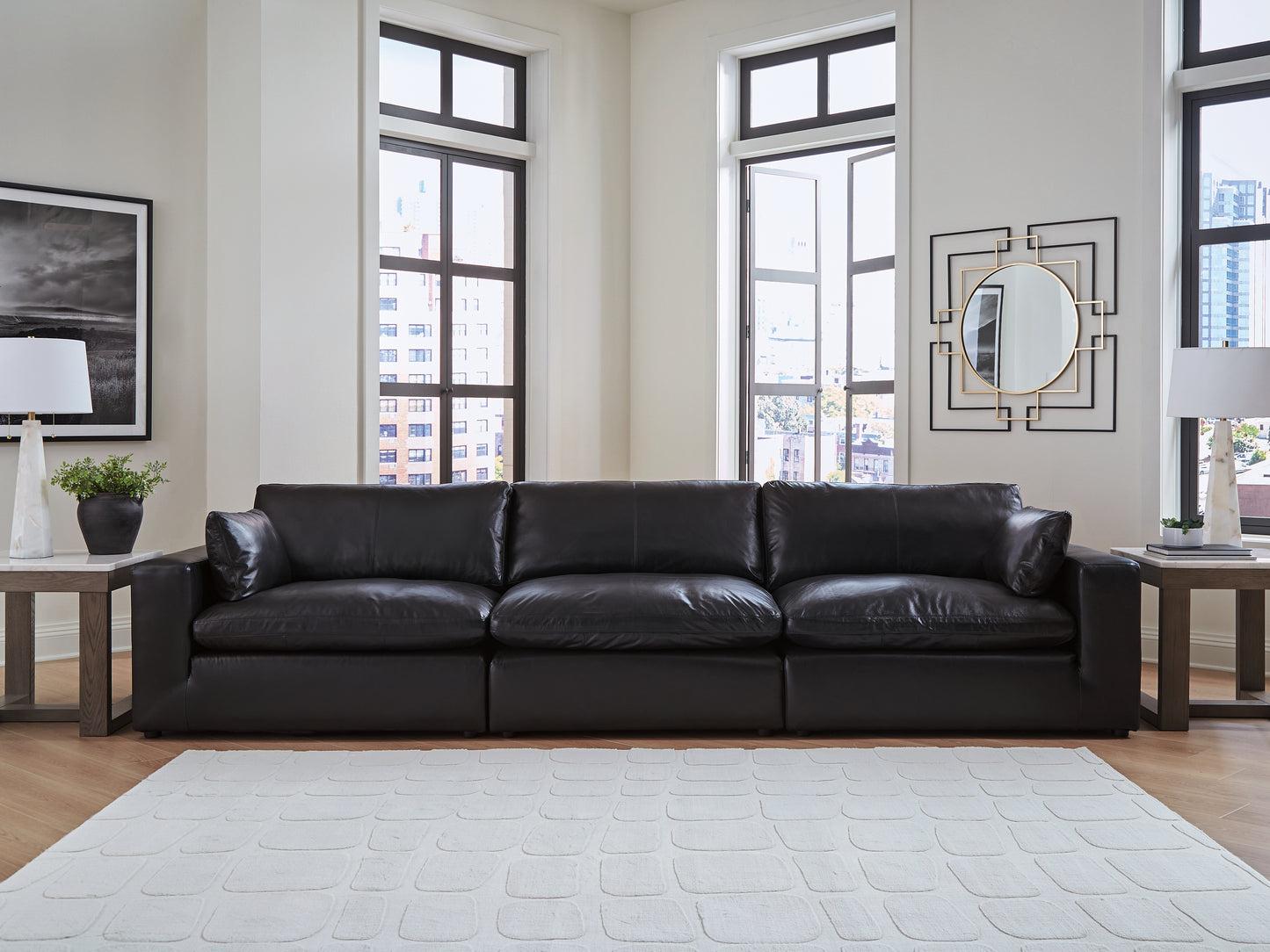 Myers Furniture Outlet - Ashley Furniture - Emilia Sectional - RAF 3-Piece Sectional Sofa / Black - 30902S2