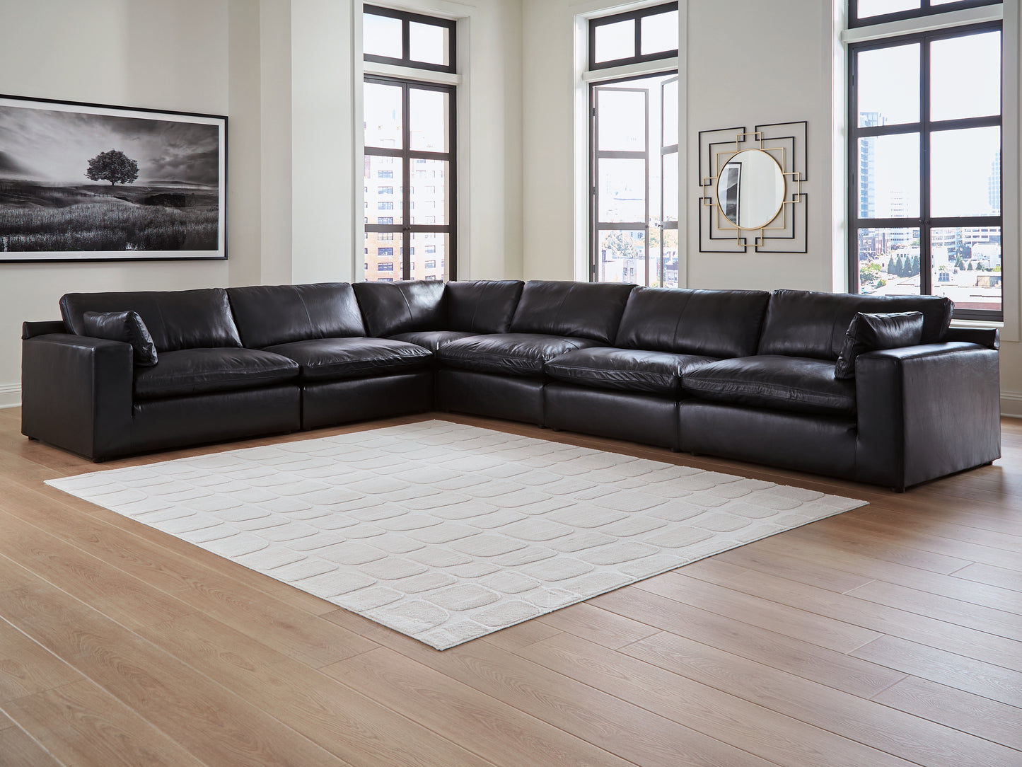 Myers Furniture Outlet - Ashley Furniture - Emilia Sectional - RAF 6-Piece Sectional / Black - 30902S5