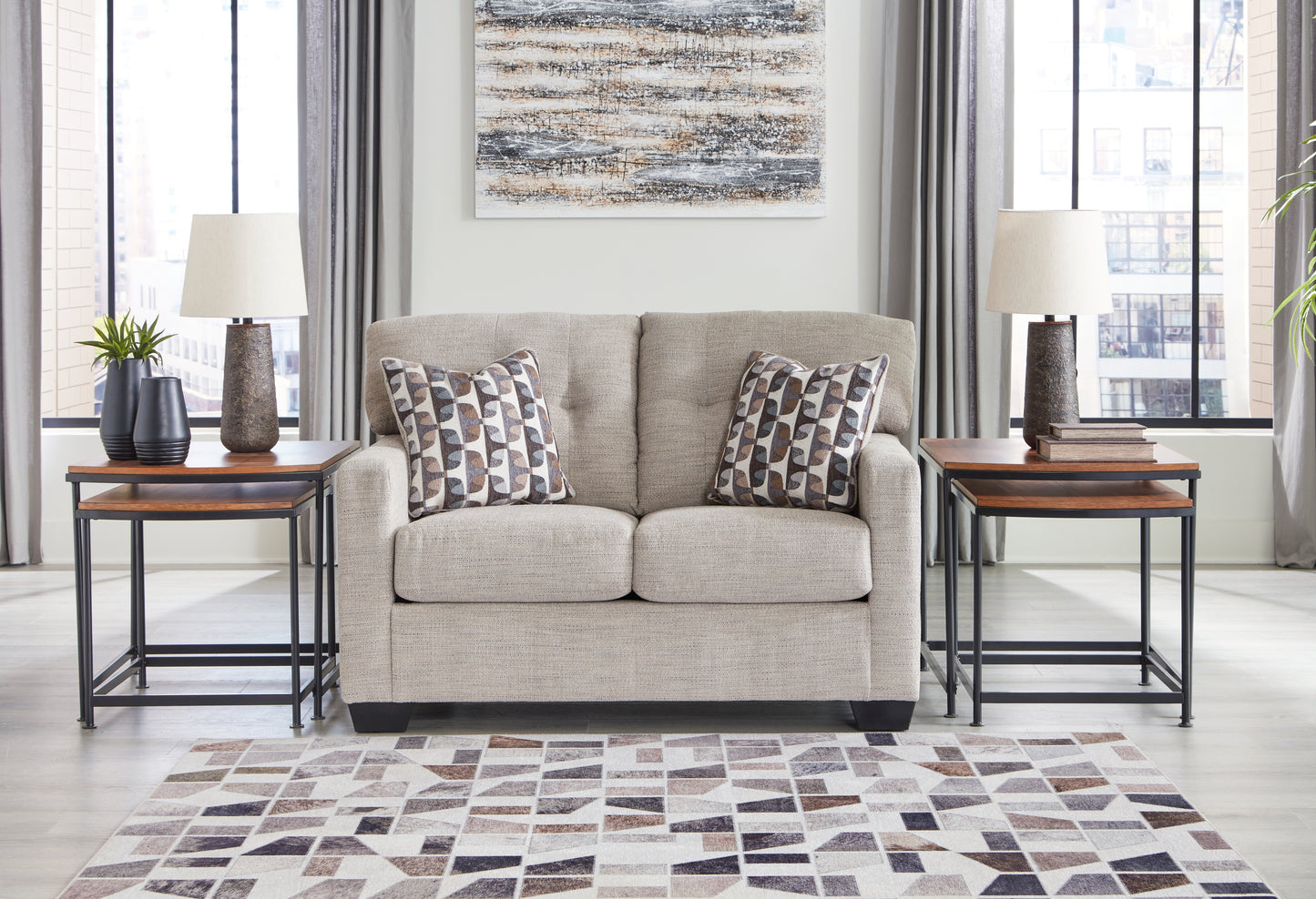 Myers Furniture Outlet - Ashley Furniture - Mahoney Living Room - Loveseat / Pebble - 3100435