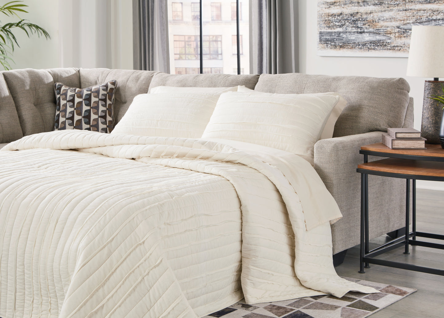 Myers Furniture Outlet - Ashley Furniture - Mahoney Sectional - RAF 2-Piece Sleeper Sectional with Chaise / Pebble - 31004S3