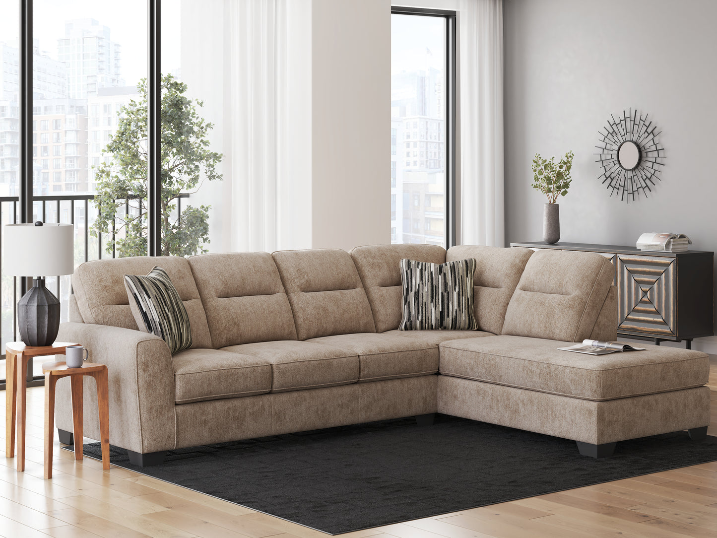 Myers Furniture Outlet - Ashley Furniture - Olten Sectional - LAF 2-Piece Sectional with Chaise / Mocha - 31304S2