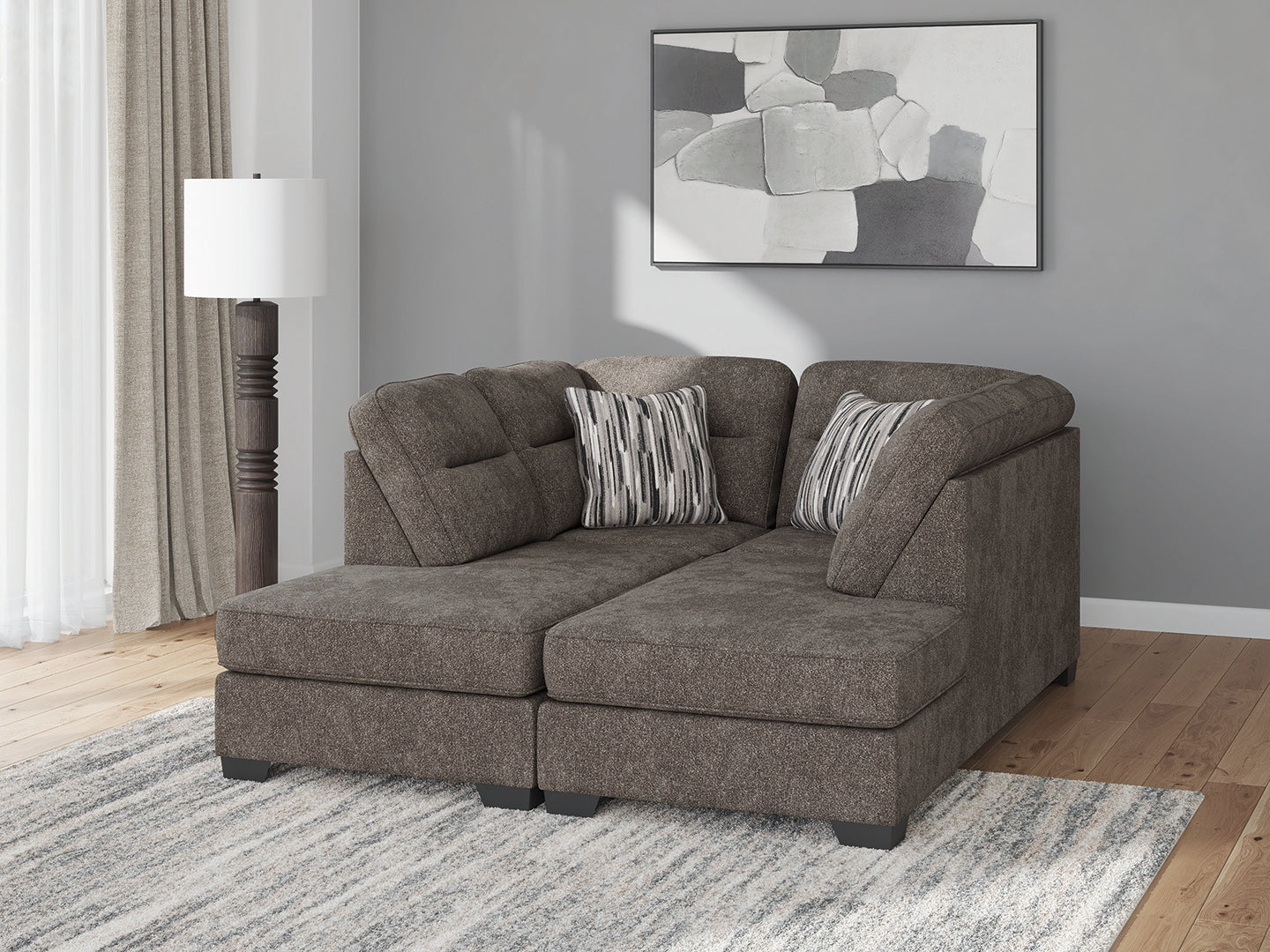 Myers Furniture Outlet - Ashley Furniture - Olten Sectional - RAF 2-Piece Super Chaise / Graphite - 31305S3