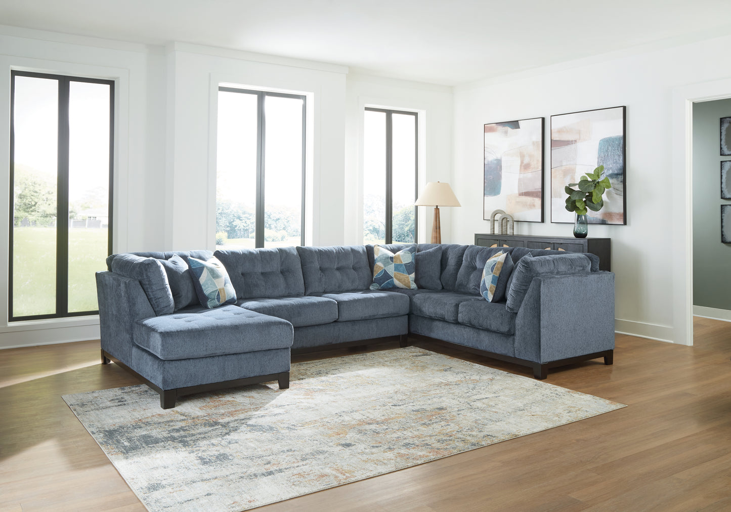 Myers Furniture Outlet - Ashley Furniture - Maxon Place Sectional - RAF 3-Piece Sectional with Chaise / Navy - 33003S1