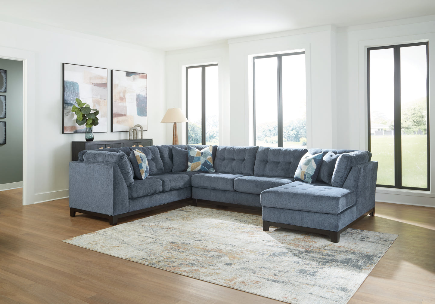 Myers Furniture Outlet - Ashley Furniture - Maxon Place Sectional - 3-Piece Sectional with Chaise / Navy - 33003S2