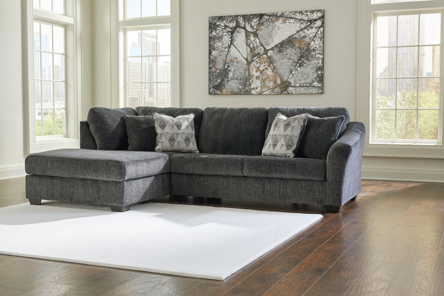 Myers Furniture Outlet - Ashley Furniture - Biddeford Sectional - 2-Piece Sleeper Sectional with Chaise / Shadow - 35504S4