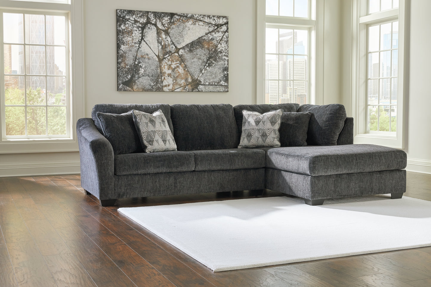 Myers Furniture Outlet - Ashley Furniture - Biddeford Sectional - LAF 2-Piece Sectional with Chaise / Shadow - 35504S2