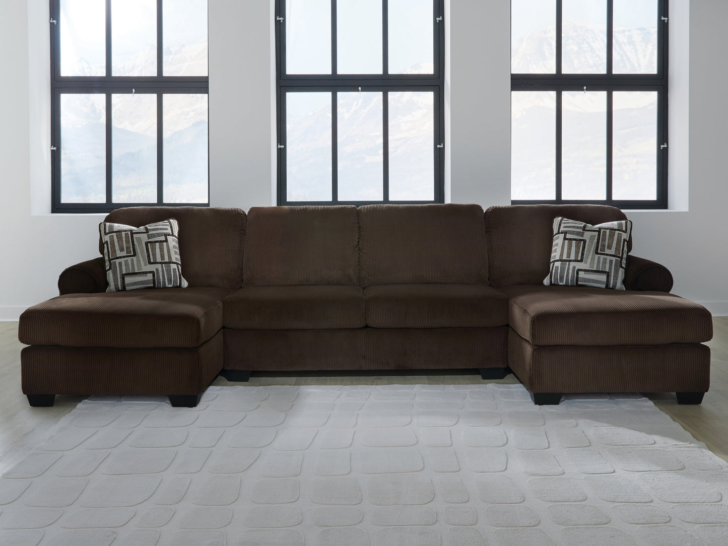 Myers Furniture Outlet - Ashley Furniture - Kimlee Sectional - RAF 3-Piece Sectional with Double Chaise / Chocolate - PC35603S3