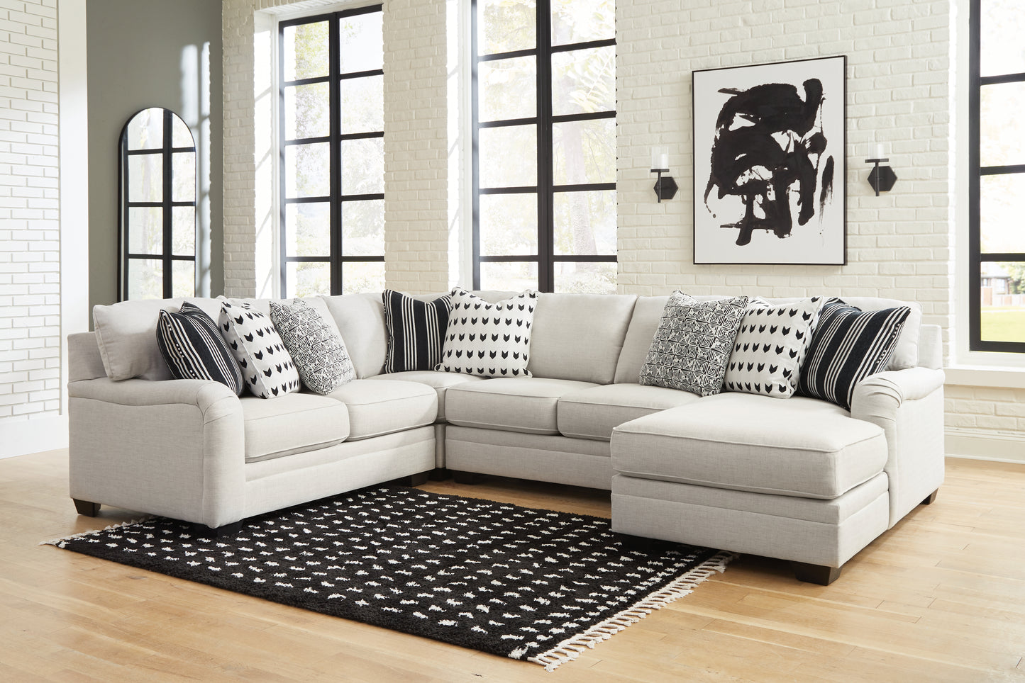 Myers Furniture Outlet - Ashley Furniture - Huntsworth Sectional - RAF 4-Piece Sectional with Chaise / Dove Gray - 39702S4
