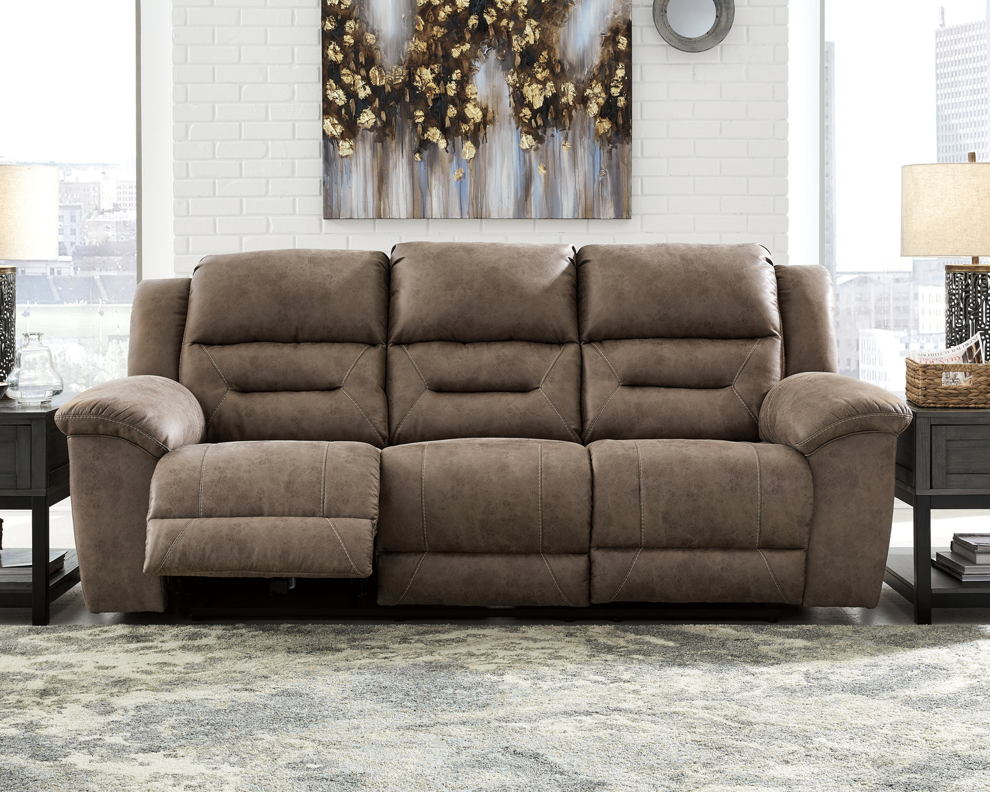 Myers Furniture Outlet - Ashley Furniture - Stoneland Living Room - Reclining Sofa / Fossil - 3990588