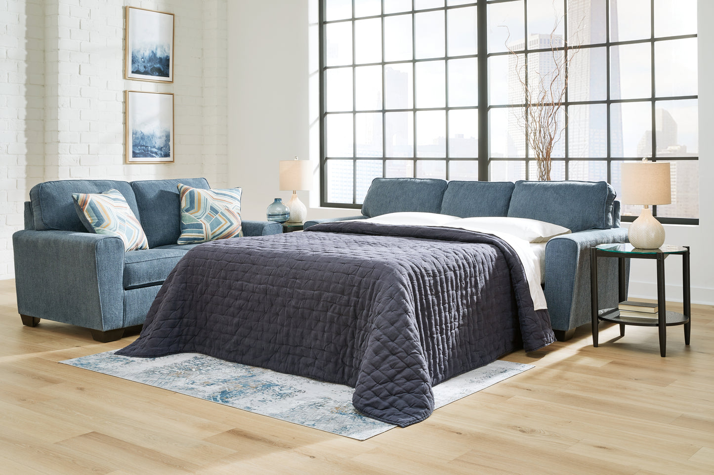 Myers Furniture Outlet - Ashley Furniture - Cashton Living Room - Queen Sofa Sleeper / Blue - 4060539
