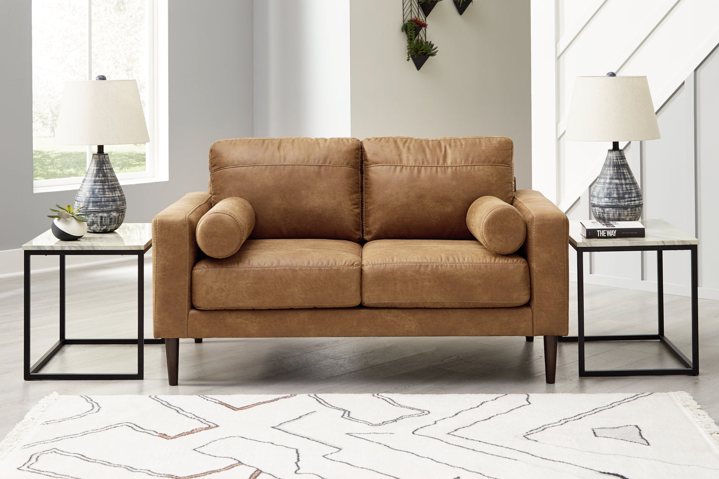 Myers Furniture Outlet - Ashley Furniture - Telora Living Room - Loveseat / Caramel - 4100235