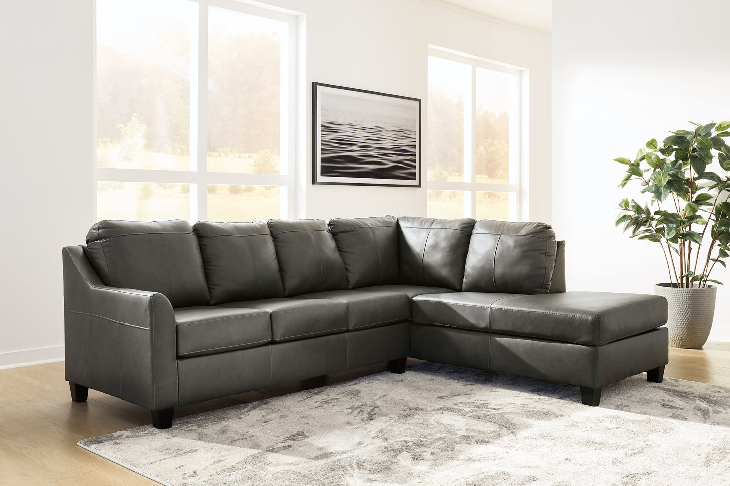 Myers Furniture Outlet - Ashley Furniture - Valderno Sectional - LAF 2-Piece Sectional with Chaise / Fog - 47804S1