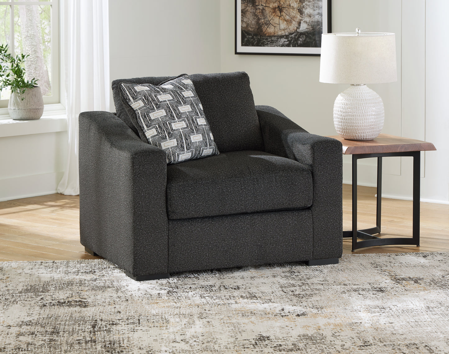 Myers Furniture Outlet - Ashley Furniture - Wryenlynn Living Room - Chair and a Half / Onyx - 4940523