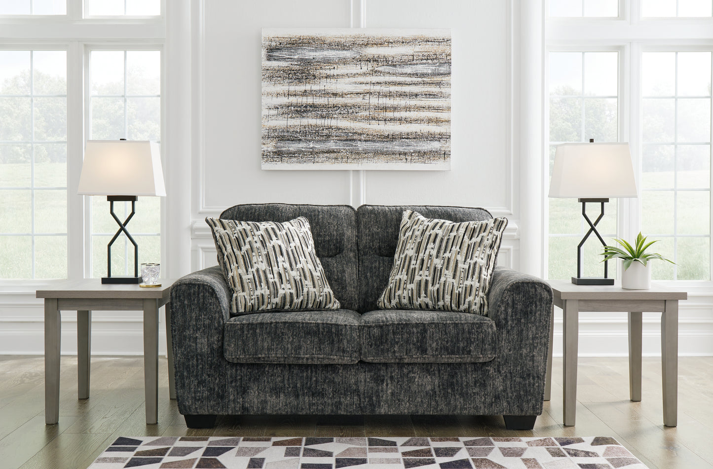 Myers Furniture Outlet - Ashley Furniture - Lonoke Living Room - Loveseat / Gunmetal - 5050435