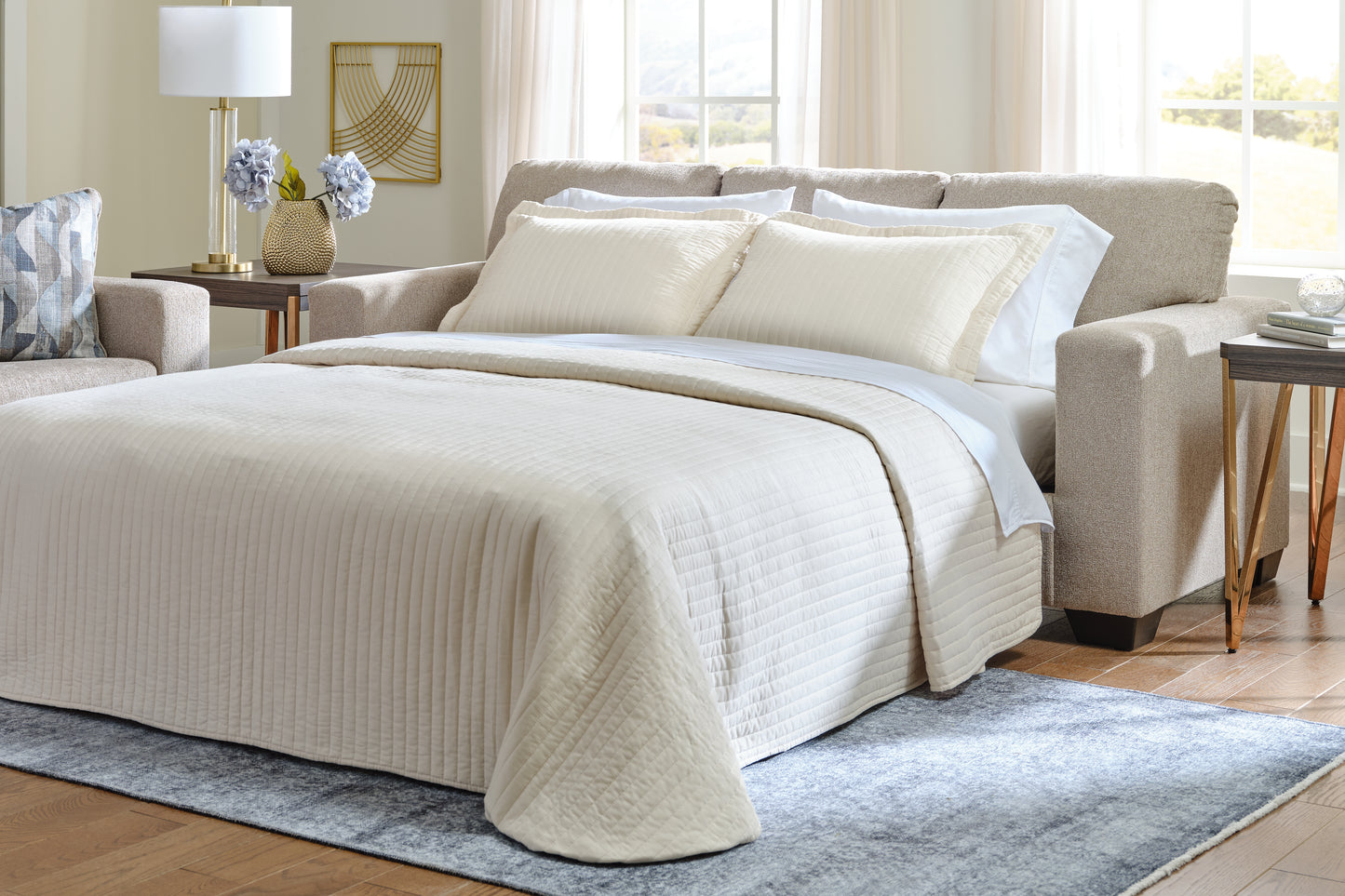 Myers Furniture Outlet - Ashley Furniture - Deltona Living Room - Queen Sofa Sleeper / Parchment - 5120439