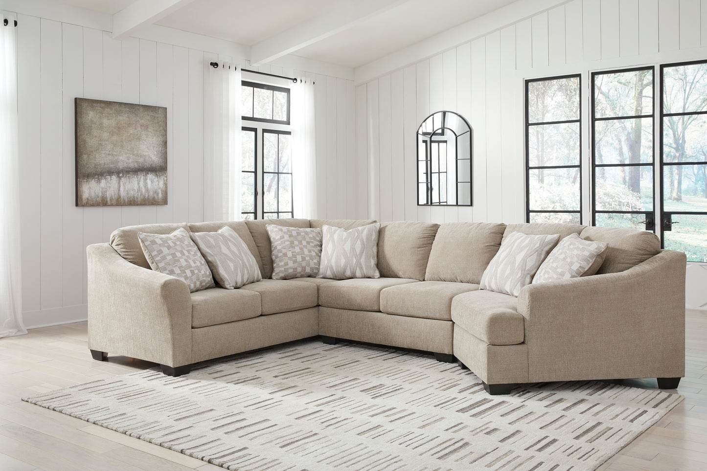 Myers Furniture Outlet - Ashley Furniture - Brogan Bay Sectional - LAF 3-Piece Sectional with Cuddler / Cork - 52705S1