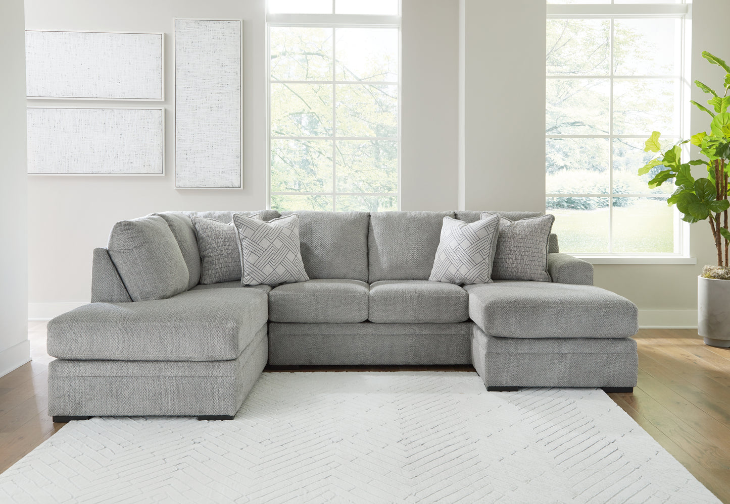 Myers Furniture Outlet - Ashley Furniture - Casselbury Sectional - RAF 2-Piece Sectional with Chaise / Cement - 52906S2
