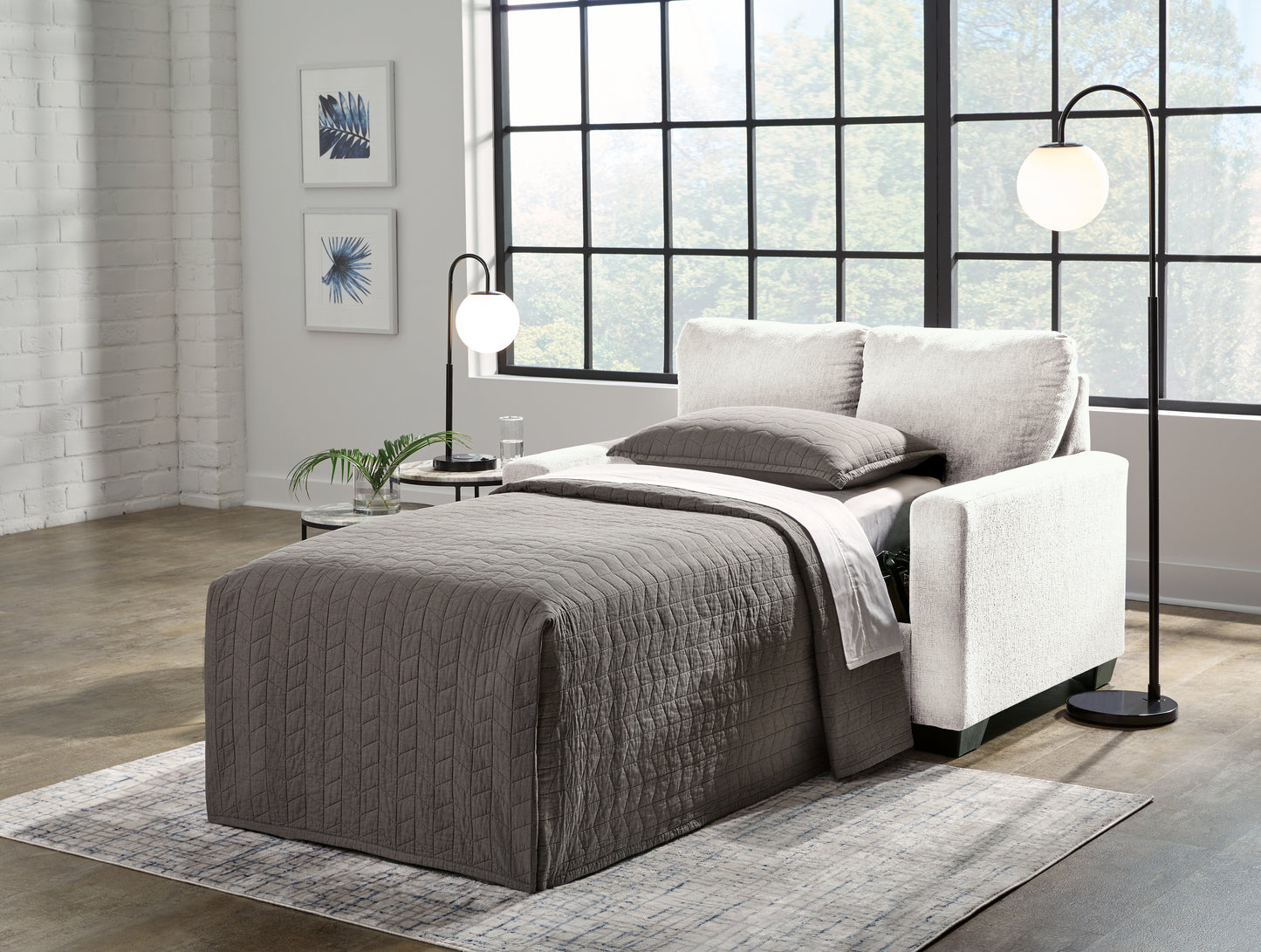 Myers Furniture Outlet - Ashley Furniture - Rannis Living Room - Twin Sofa Sleeper / Snow - 5360337