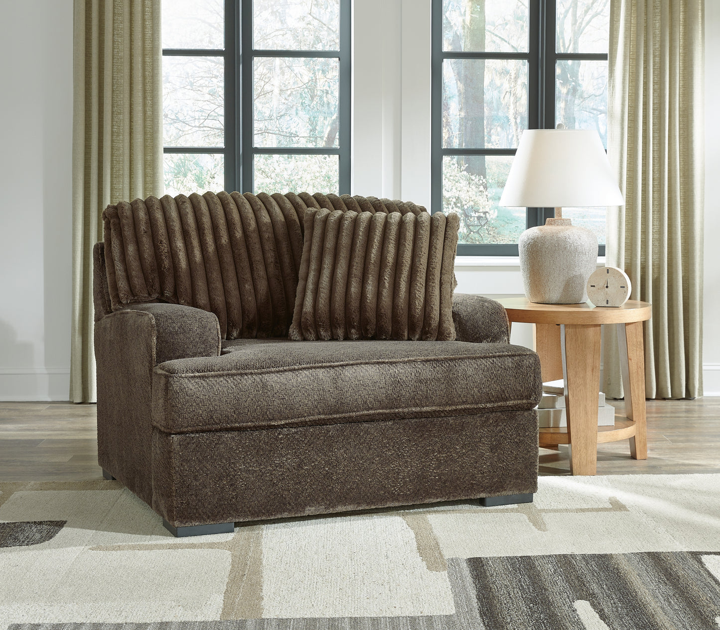 Myers Furniture Outlet - Ashley Furniture - Aylesworth Living Room - Chair and a Half / Chocolate - 5370223