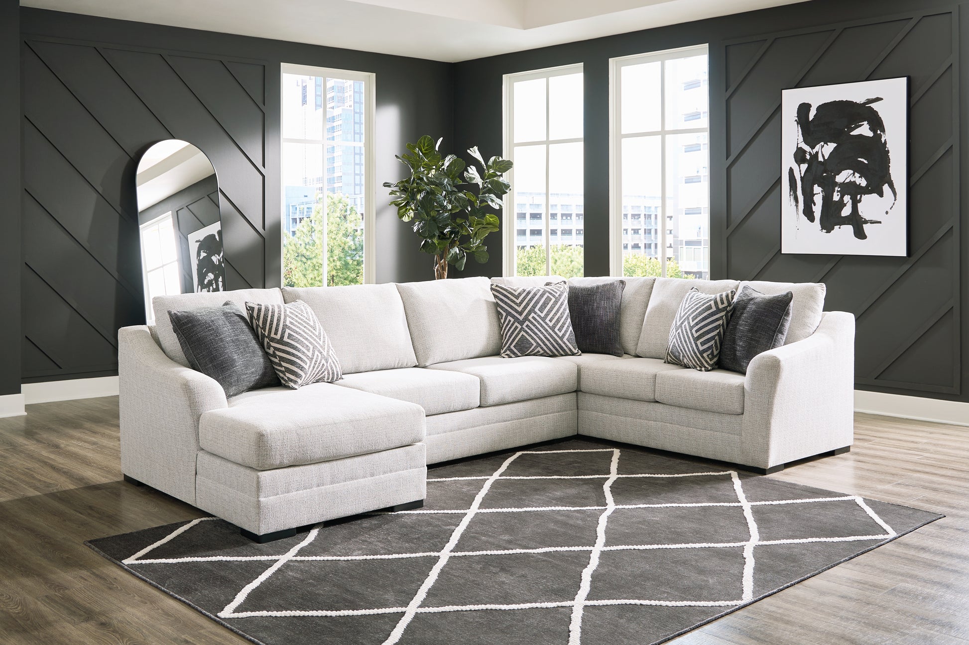 Myers Furniture Outlet - Ashley Furniture - Koralynn Sectional - LAF 3-Piece Sectional with Chaise / Stone - 54102S2