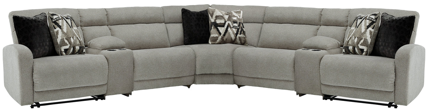 Myers Furniture Outlet - Ashley Furniture - Colleyville Sectional - 7-Piece Power Reclining Sectional / Stone - 54405S10