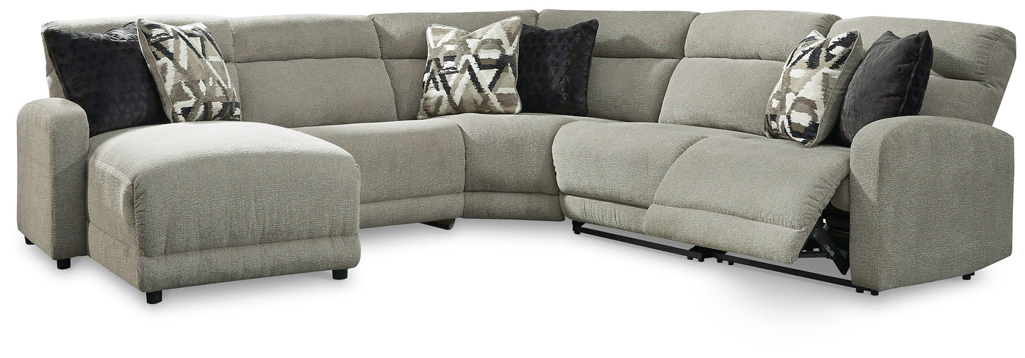 Myers Furniture Outlet - Ashley Furniture - Colleyville Sectional - 5-Piece Power Reclining Sectional with Chaise / Stone - 54405S11